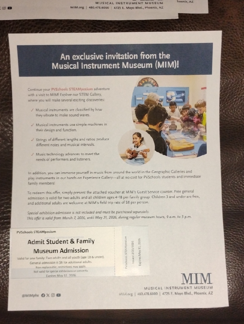 Musical Instrument Museum (MIM) Admission - Blue and White